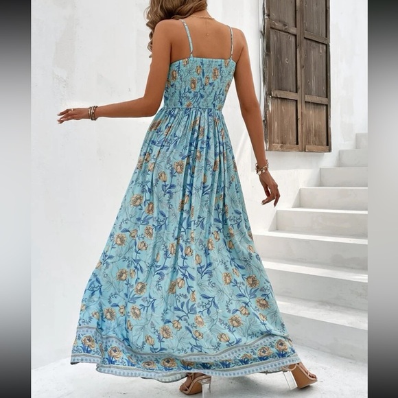 Boho floral print ruffle hem cami maxi dress - Picture 3 of 6